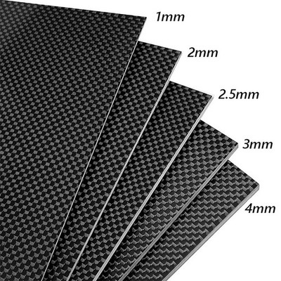 Carbon Platte 0,2mm 0,5mm 1mm Bis 5mm CFK Kohlefaser / Hochglanz / Größe wählbar