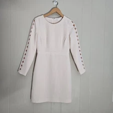 Club Monaco Edni Mini Dress Long Sleeve Diamond Cutouts Pink Elegant Chic 0