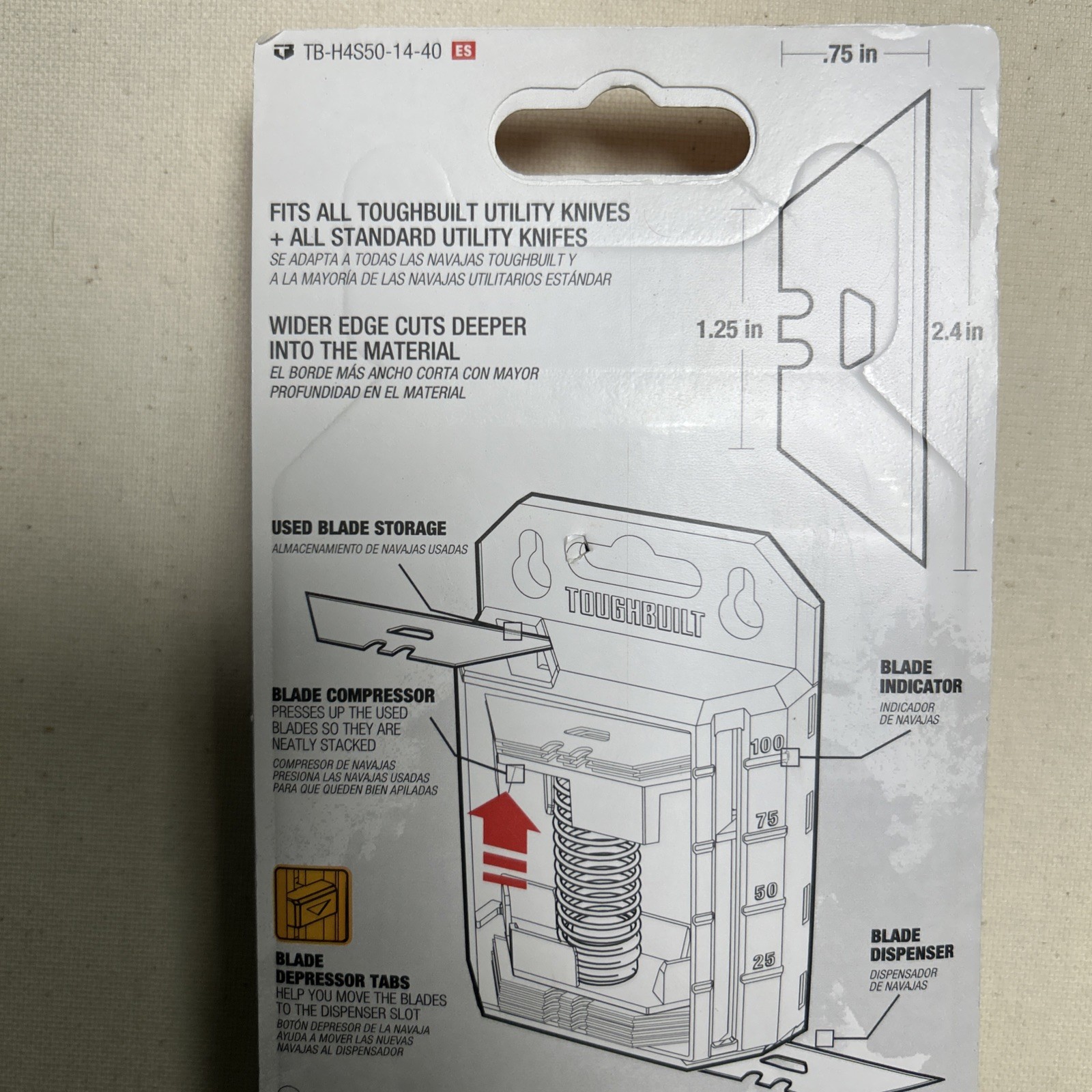 TOUGHBUILT Carbon Steel 3/4in Drywall Utility Razor Blade 50 pack TB ...