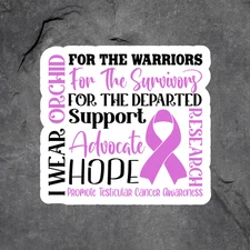 Testicular Cancer Orchid Ribbon Awareness Sticker Vinyl Decal Advocate Support