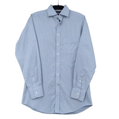Cremieux Advanced Generation Slim Fit Blue Micro Check Pima Cotton Shirt 15.5 34