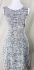 Tahari Womens Dress Size 2 Black Cream Abstract Line Sleeveless Pockets Excellen