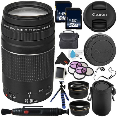 Canon EF 75-300mm f/4-5.6 III Telephoto Zoom Lens 6473A003 + Lens Pen Cleaner +