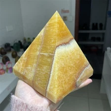 4.5LB 5.2"Rare Natural Calcite Pyramid Statue Crystal Carving Reiki Heal Decor 