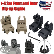 Tactical Low Profile Flip Up Backup Folding Sights Front Rear Set Picatinny Rail