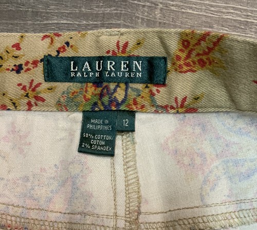 Lauren Ralph Lauren Paisley Print Pants Women Size 12 Stretch Chino - Picture 11 of 11