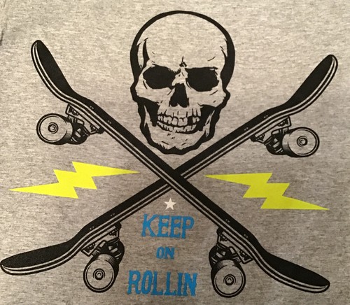 CAMISA KEEP ON ROLLING Skateboard Skull NIÑOS XS 4-5, S 6/7, L 10-12, XL 14 XXL 18 - Imagen 3 de 4