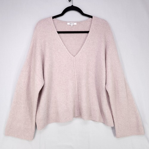 Suéter Suéter Madewell Mezcla Lana Merino Talla XL Manga Campana Rosa Pálido Acogedor - Imagen 1 de 11