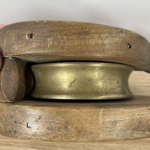 Vintage USN US Navy Ships Single-Block Pulley Brass w/Swivel & Release Lg 14 lbs - Picture 9 of 16