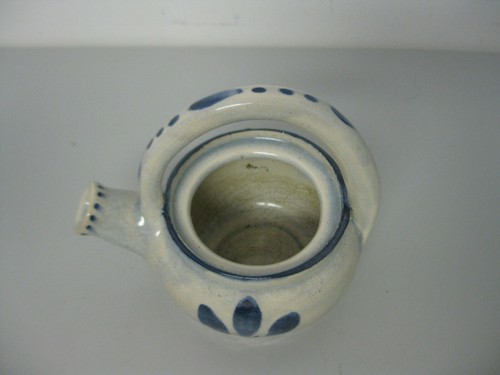 Art Pottery Teapot and Warmer Blue Hand Painted and Artist Signed - Picture 3 of 12