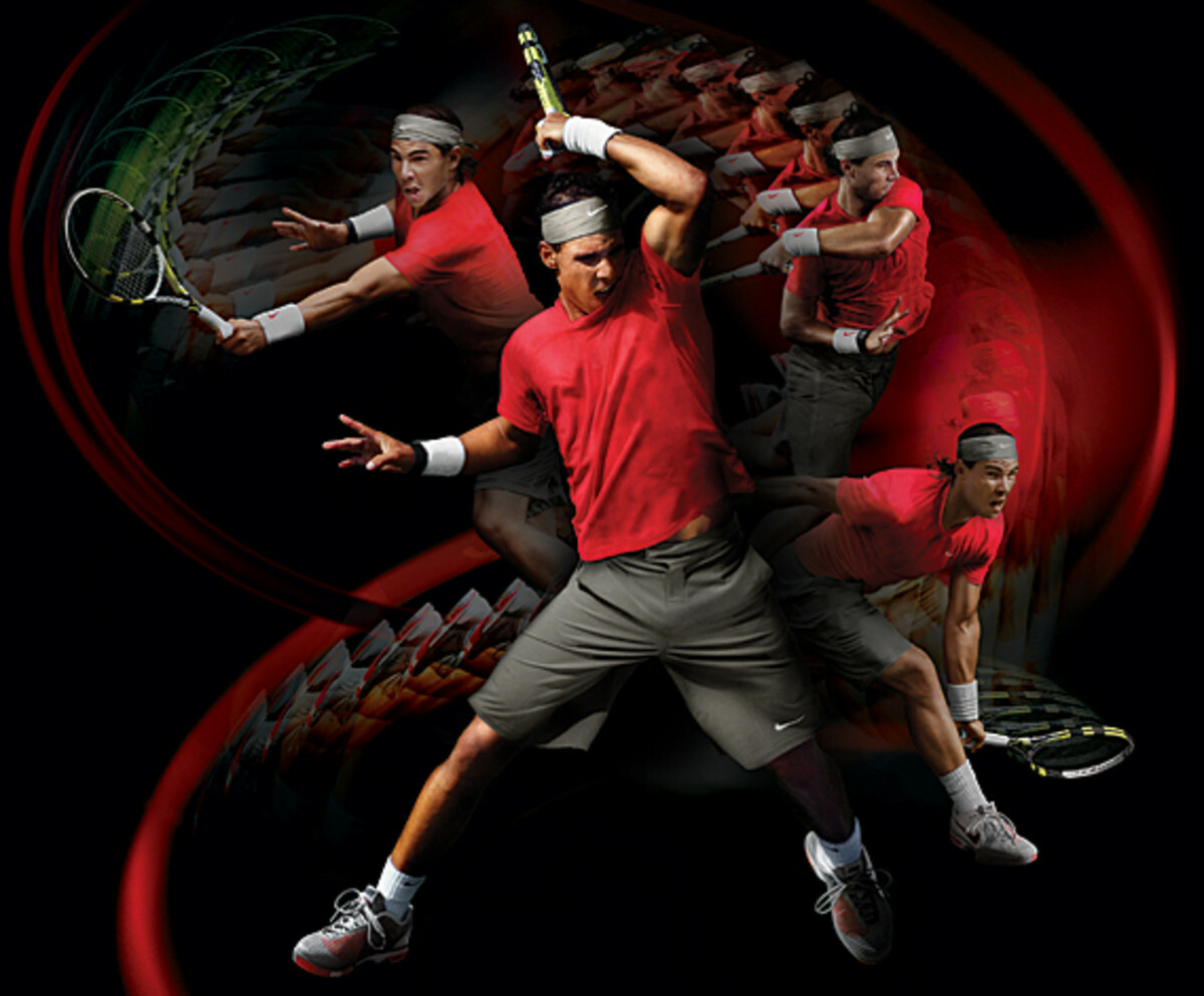 Nike Rafael Nadal 2011 Australian Open Red Fuego Tennis Top - Size 