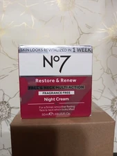No7 Restore & Renew Face & Neck Multi Action Fragrance Free Night Cream - 1.69oz