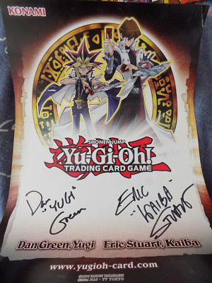 Yu-Gi-OH A4 Poster signiert/signiert von Dan Green und Eric Stuart!!