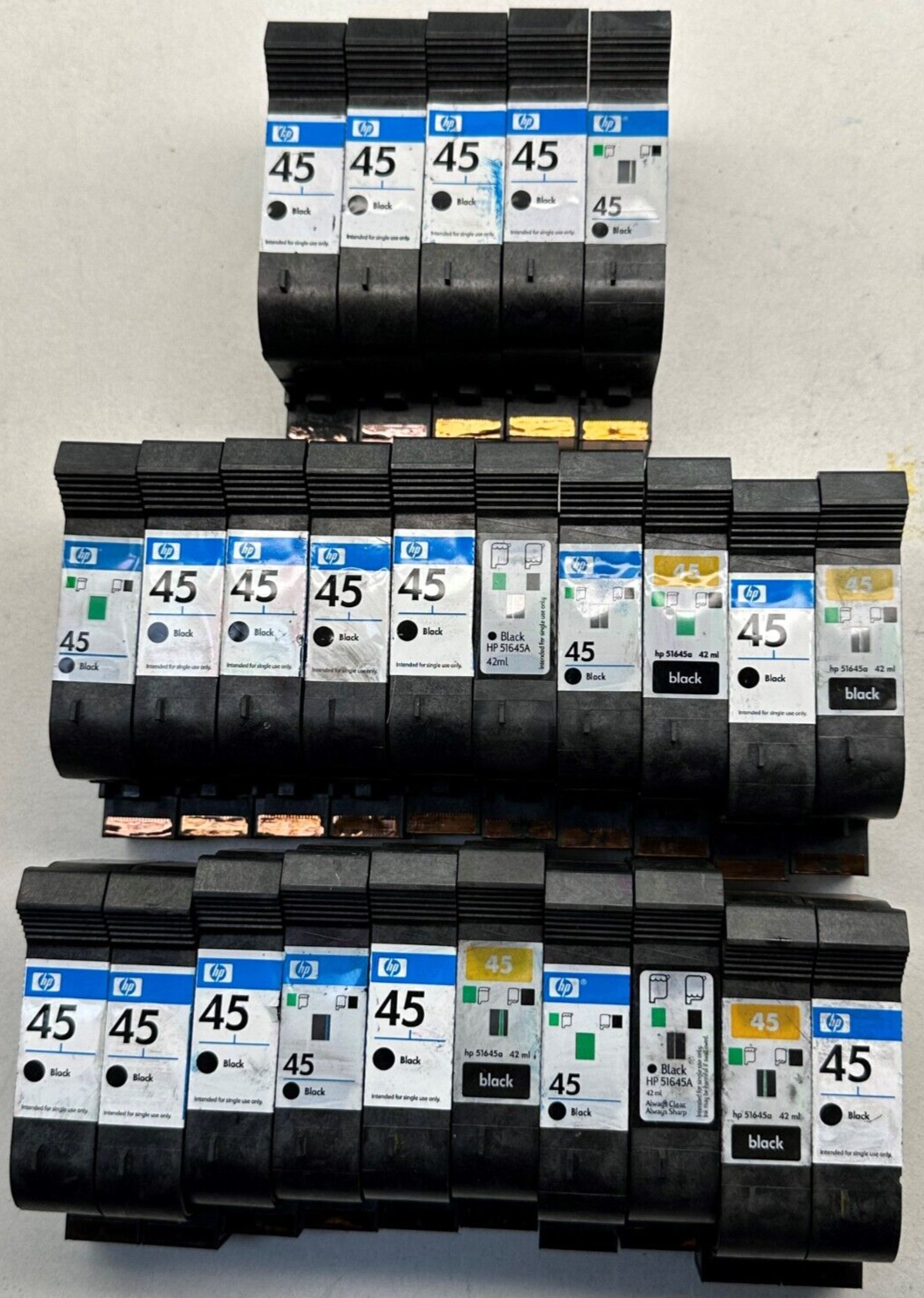 HP 45 Lot of 25 Empty Original Virgin Ink Cartridges  -image
