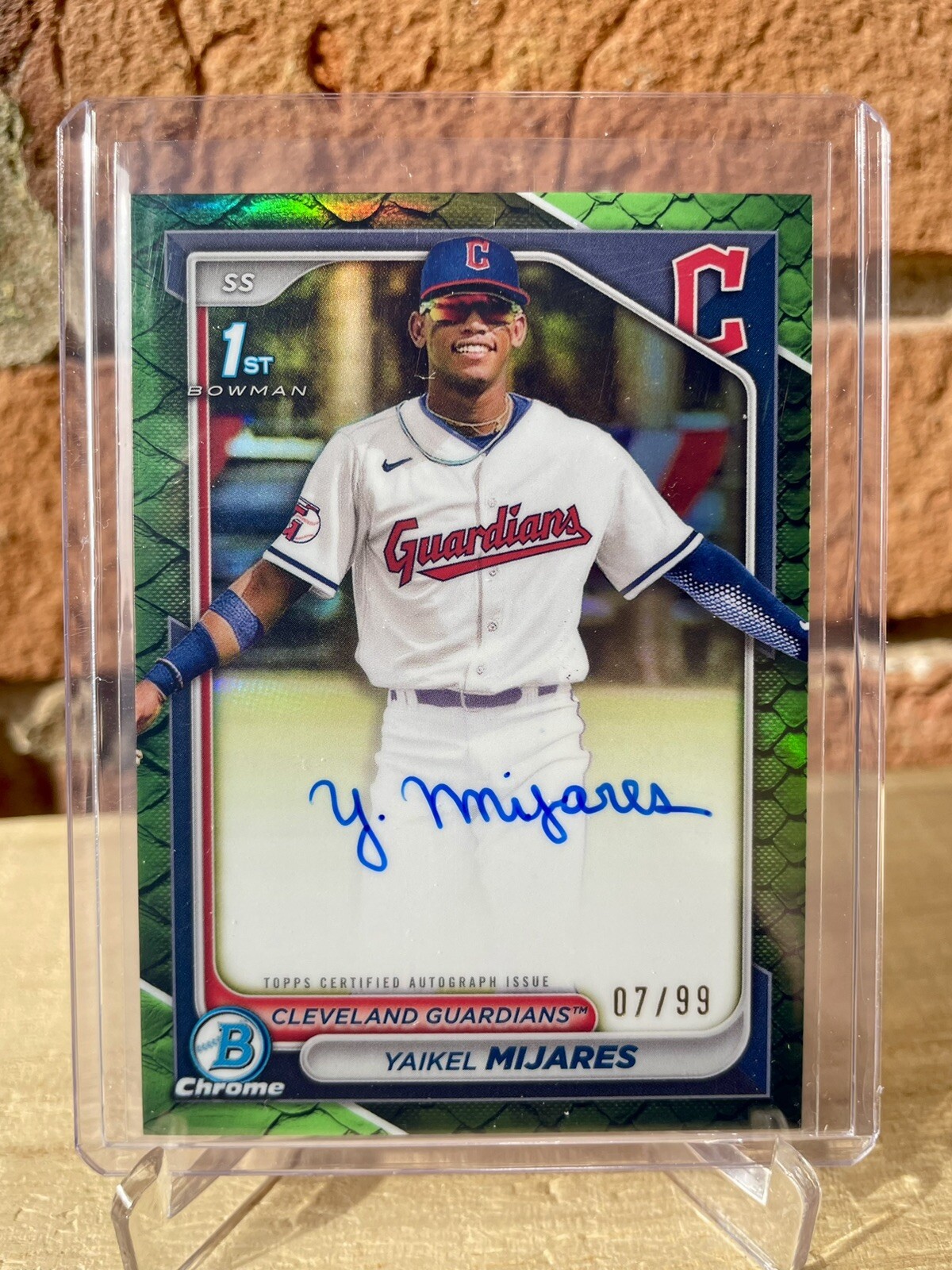 2024 Bowman Chrome Yaikel Mijares 1st Bowman AUTO Reptilian Green /99 Guardians