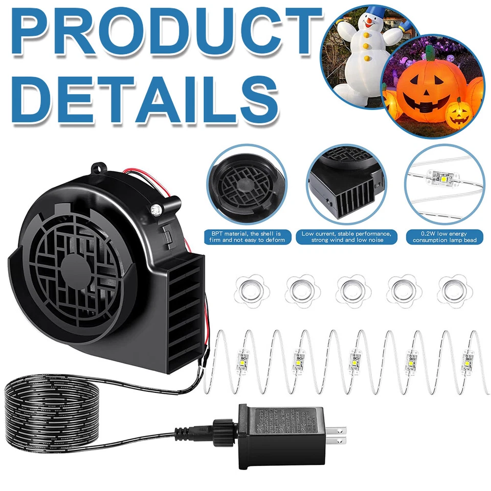 Replacement 12V Air Blower Fan w/ 5LED Bulb For Christmas Inflatables Decoration - Image 2 of 4