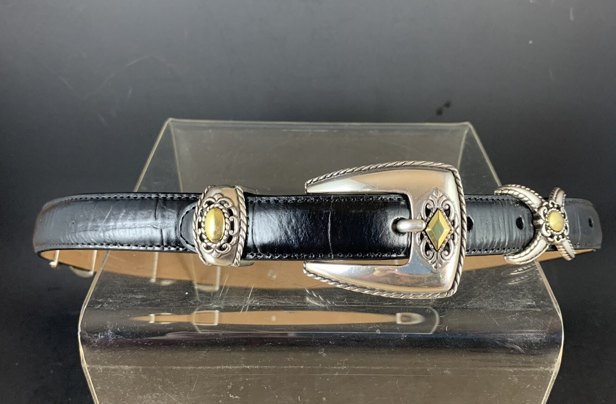 Brighton Vintage Western Leather Belt with Silver-Tone Hardware Vintage Brighton Reversible Leather Belt | Silver Buckle  main image 4