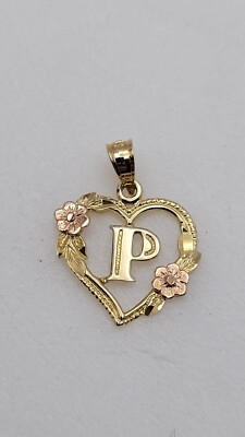 Beverly Hills Anhänger Gold 14K Gelb & Rotgold P Monogramm im Herz