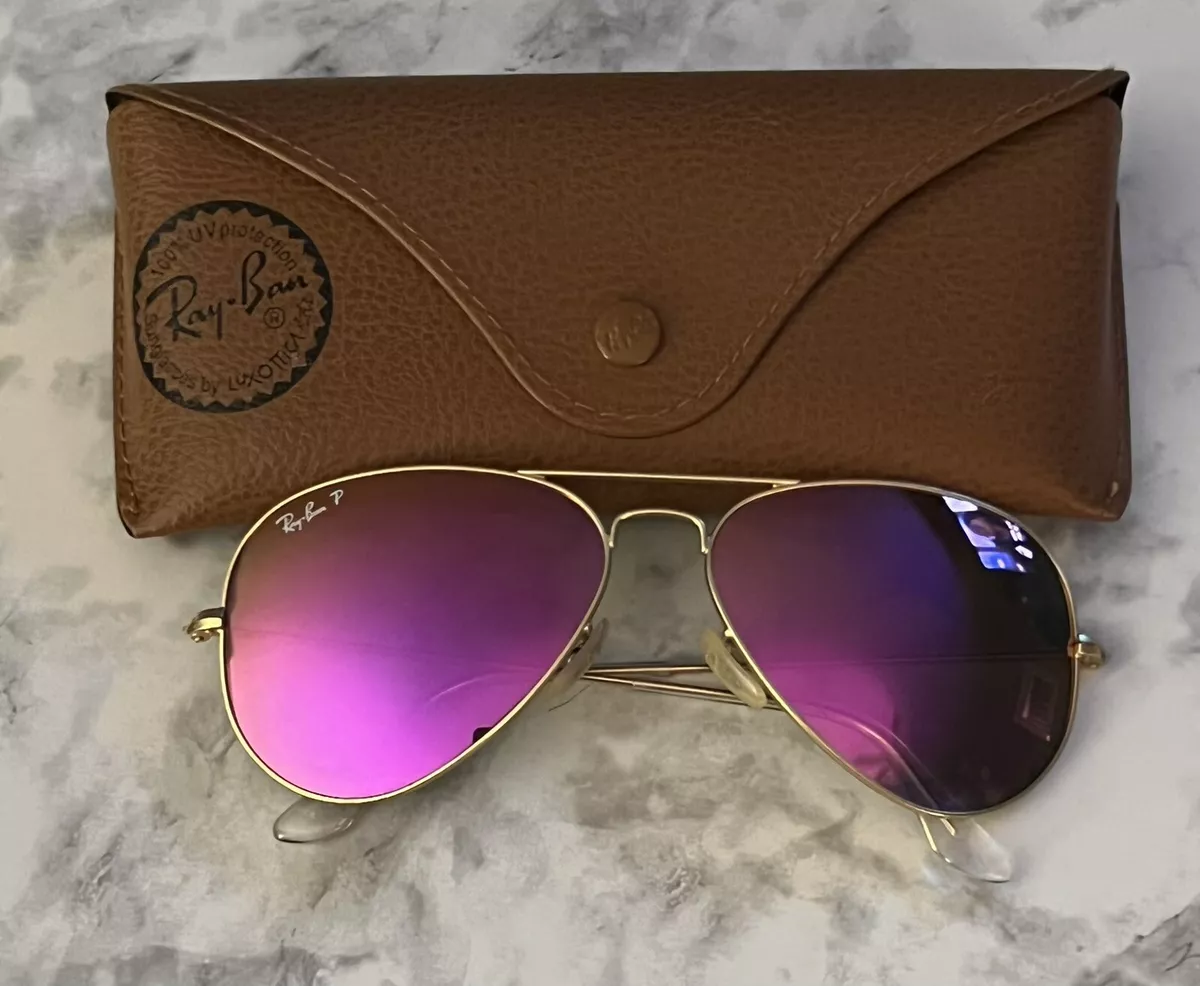 RAY BAN RB3025-112-10 Pink POLARIZED AVIATOR LARGE METAL SUNGLASS RB3025  112 10