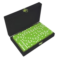 Domino Double Six 6 Lime Green Jumbo Tournament Pro Size in Velvet Box Spinners