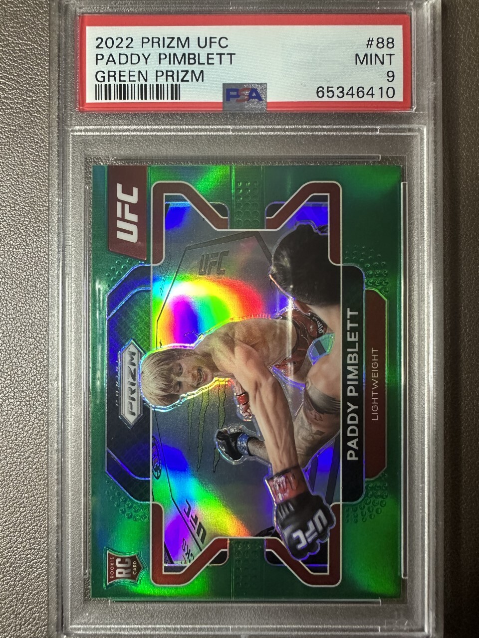 2022 Panini Prizm UFC #88 Paddy Pimblett Green Prizm PSA 9 Rookie RC