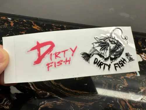 2Pcs DIRTY FISH 脏鱼 Headstock Vinyl UV Stickers For Fender ESP Gibson Guitar Bass