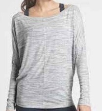 Athleta Flow Essence Gray Boat Neck Long Sleeve Shirt Tee Sz XS