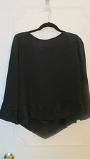 MARK HEISTER 100% Heavy Wt. Silk Crystal Hem & Cuffs Embossed Top. Elegant. New.