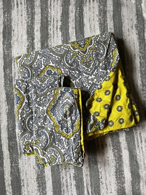 Paisley Duvet Set, 3 Piece Full, Stnd Shams, Reversible Citron/Gray 100% Cotton