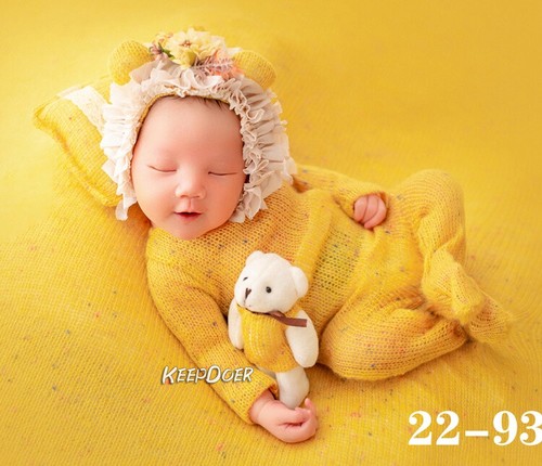 Newborn Studio Photography Prop Baby Romper Jumpsuit Pillow Bear Doll Hat Set - Picture 11 of 24