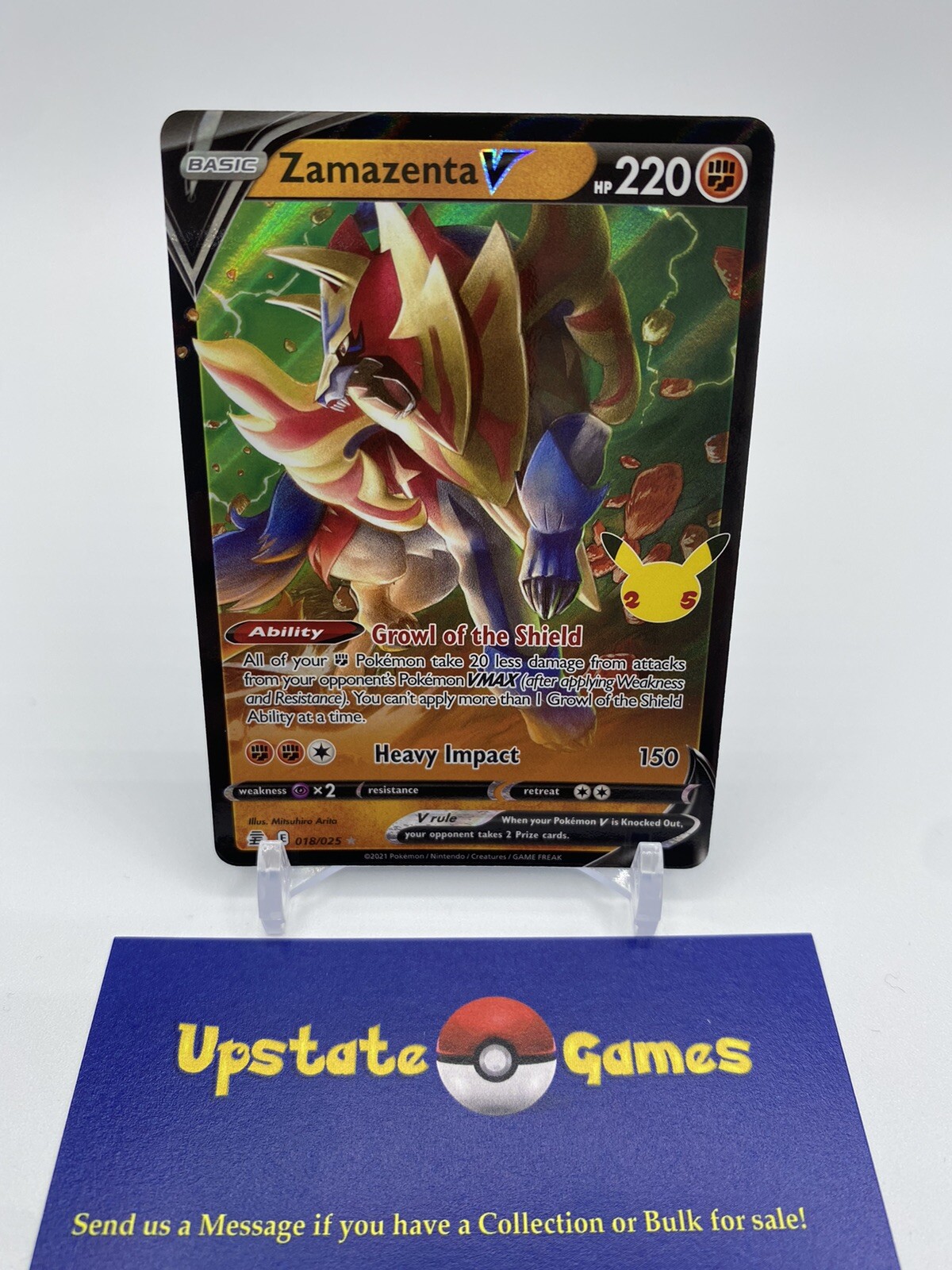 ZAMAZENTA V 018/025 CELEBRATIONS POKEMON (ULTRA RARE, NM)
