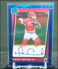 2021 Panini Optic Rafael Marchan AUTO Rated Rookie Blue Prizm /75 Phillies RC