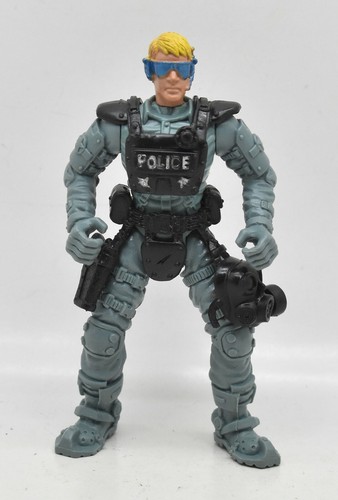 Police Force SWAT Officer W/ Blonde Hair Loose 4" Action Figure Chap Mei 2002