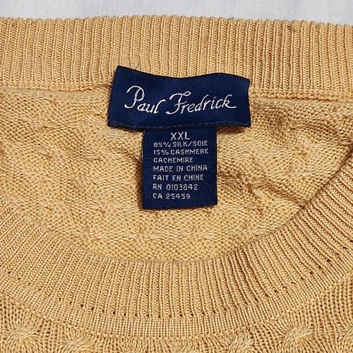 Paul Fredrick Men's Sweater Yellow Slik and Cashmere XXL - Picture 2 of 6