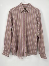 BUGATCHI UOMO Men's Striped Dress Shirt Medium Long Sleeve Button Down Cotton