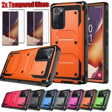 For Samsung Galaxy Note 20 Ultra 5G Phone Case Dual Layer Cover + Tempered Glass