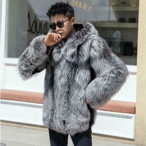 Faux Fox Fur Coats Thicken Warm, Faux Fox Fur Coat Mens