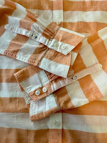 JC Penney Women’s Large Button Up 100%Cotton Ivory & Peach Striped MSRP $44 NWT - Picture 14 of 14