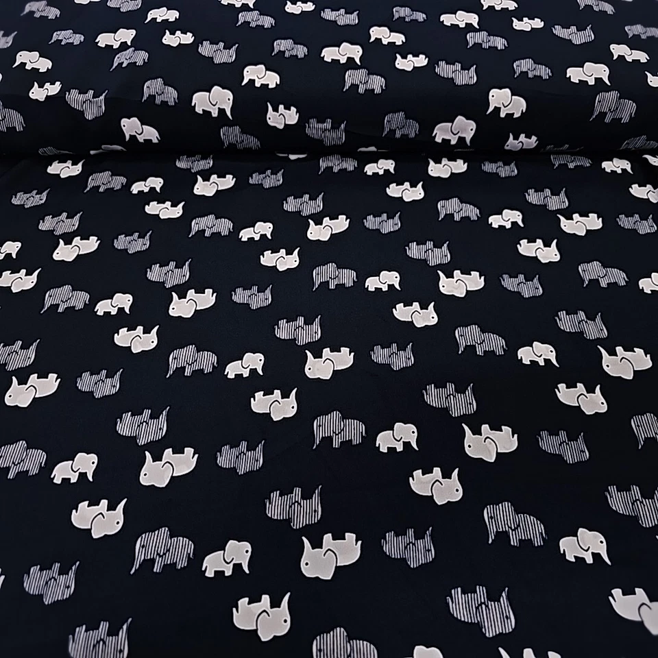 Tarjetas Little Elephants tela crepé de china estampado japonés de broma por yarda Foto 3 de 4