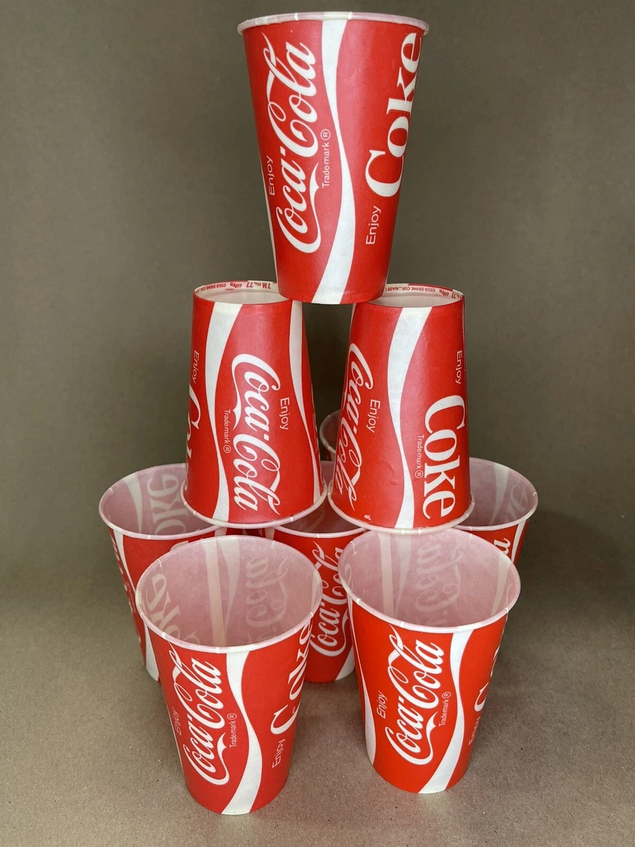 10 Retro Party Coca Cola COKE Wax Paper Cups 7 oz Lily Vintage VTG
