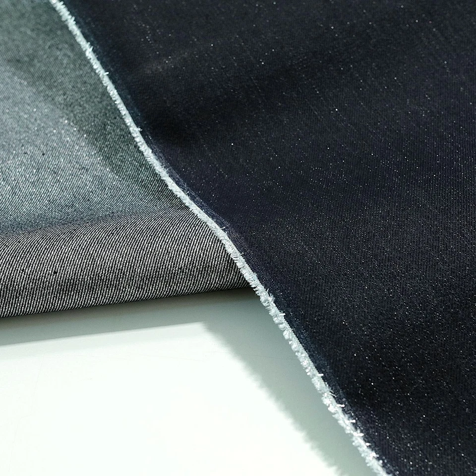 schwarz Designer Lurex Glitzer Jeansstoff SELTEN Baumwollstoff Meterware - Bild 4 von 4