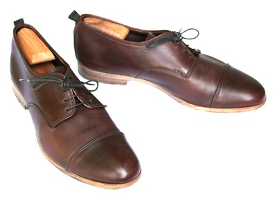 Heschung sz US 10 Brown Calfskin Cap Toe Oxford Shoes Made in France EUC 