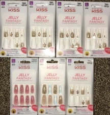 *7 BOXES* Kiss JELLY FANTASY Nails *On Trend* 28 Nails ea Long FAST FREE SHIP