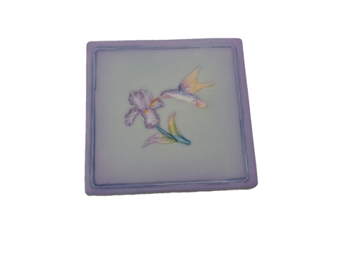New 3D Hummingbird & Flowers Purple Coaster Set 4 Resin Coasters - Hummingbirds - Afbeelding 5 van 6