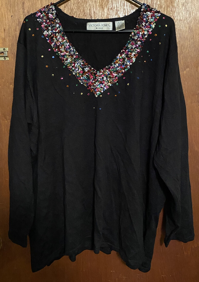 Black Pullover Sweater Victoria Jones Plus Size 3… - image 1