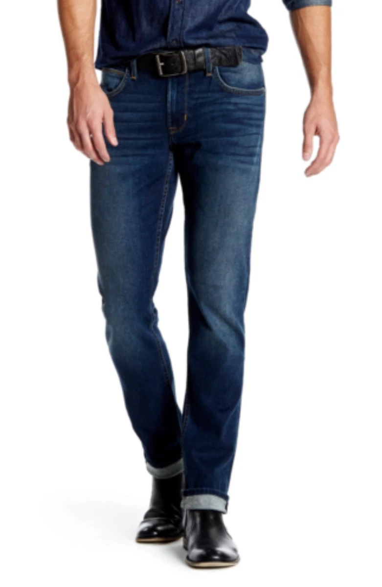 Hudson Blake Distressed Slim Straight Denim Blue Jeans Size 38