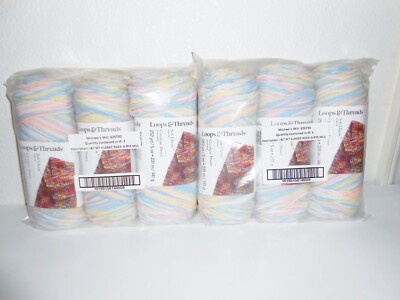 6 Pack Loops & Threads Soft Classic Rock-A-Bye Baby Multi Yarn Lot 5 oz / 252 Yd