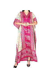 Women Long Kaftan Printed Indian Caftan Beach Night Dress Plus Size For Summer