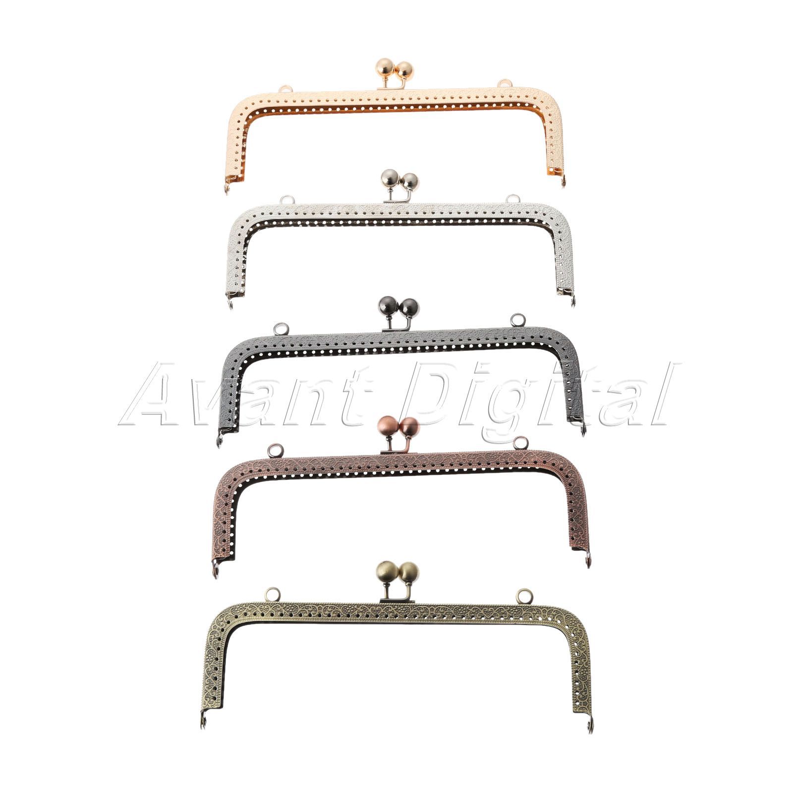 DIY 20cm Coin Bag Purse Bag Metal Frame Kiss Clasp Making Rectangle 5