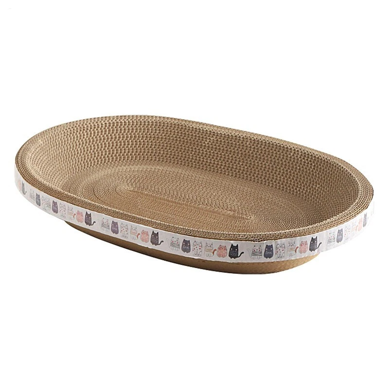 1*Oval Cardboard Cat Scratcher Lounge Large Cats Bed Scratch Pad Scratching Box